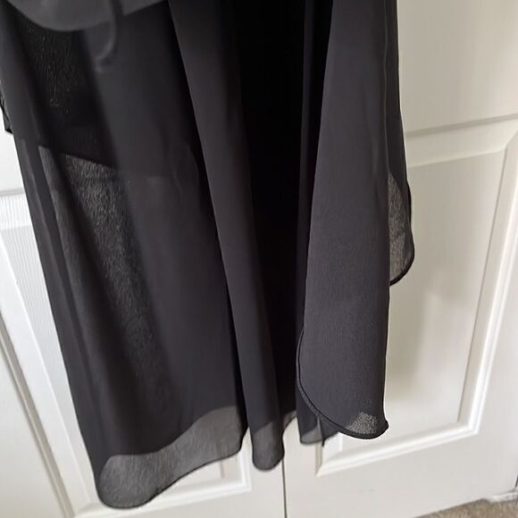 Jeffrey & Sara Evening By Tom Barra 2-Pc Black Sheer Wide Leg Skirt /Top Overlay - Picture 11 of 13